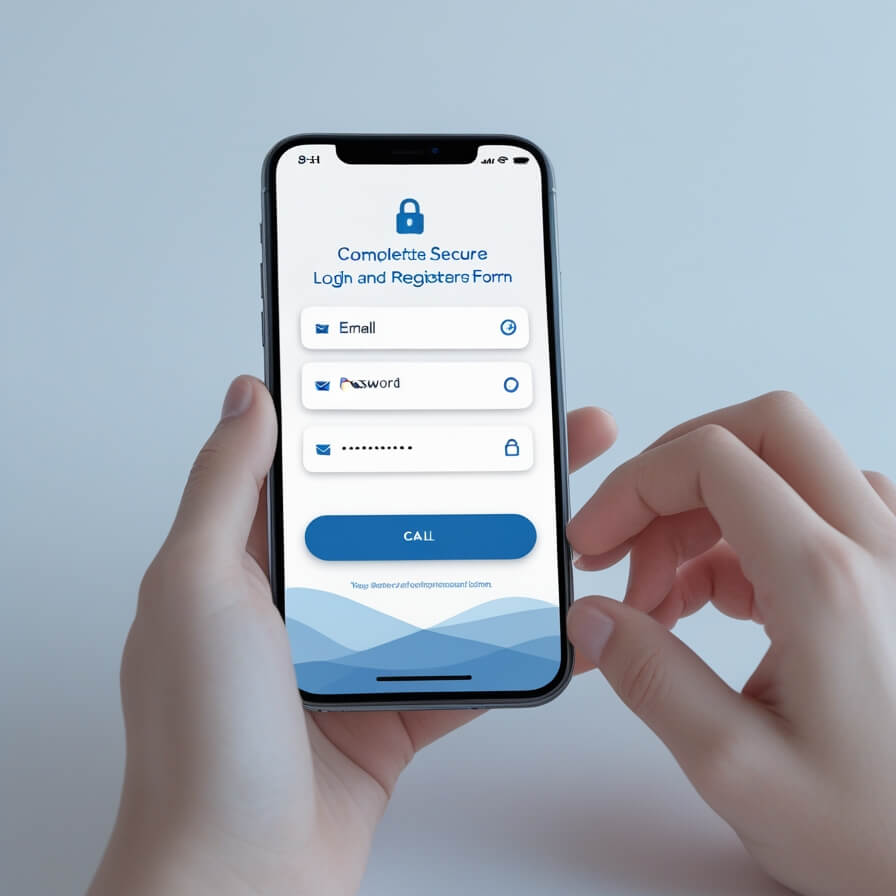 Person completing wyns login and registration on a phone with two factor code field