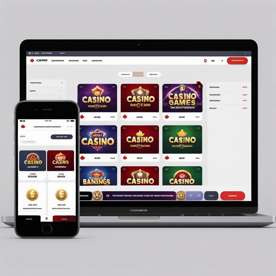 Clean mobile and desktop interface for wyns online casino that highlights trusted games and CAD banking
